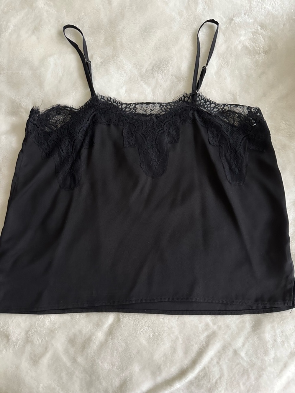Lulus Black Lace Trim Cami Top Size XL